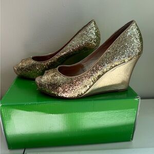 Lilly Pulitzer Gold Glitter Resort Chic Wedge